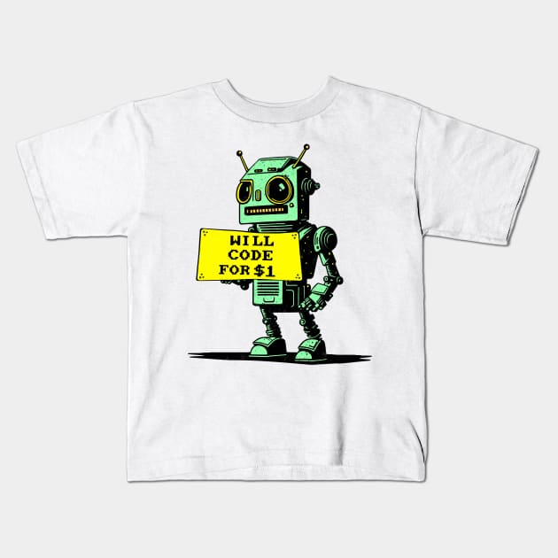 Will Code For Money Kids T-Shirt by Worldengine